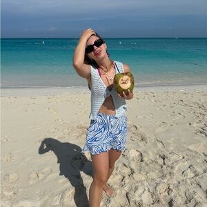 Zara Blue and White Patterned Skirt